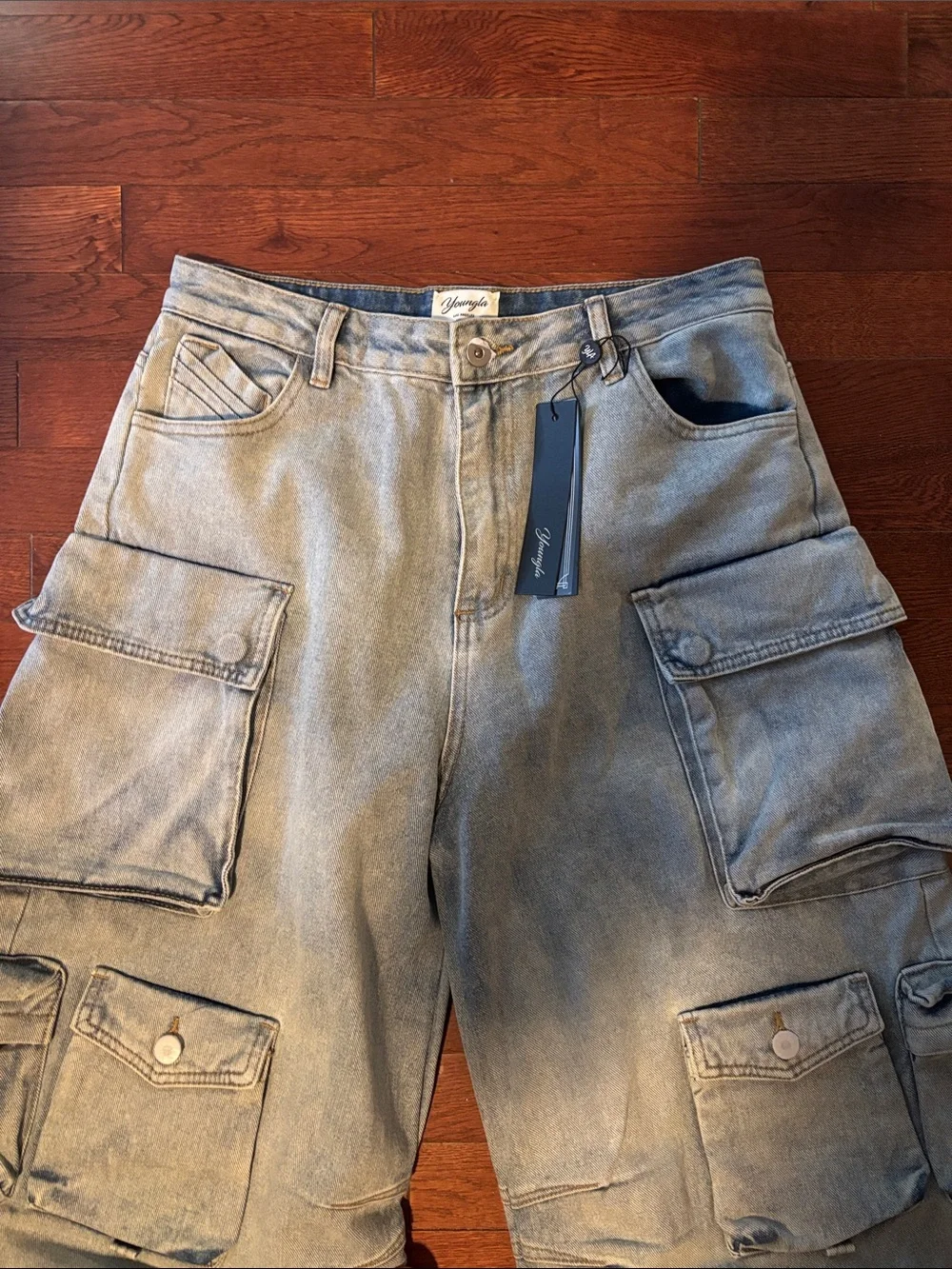 YoungLA Carry All Cargo Jeans Light Wash Size: Medium NWT